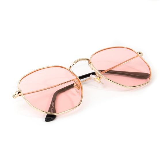 Pink Tint Gold Frame Retro Summer Sunglasses - Picture 1 of 4